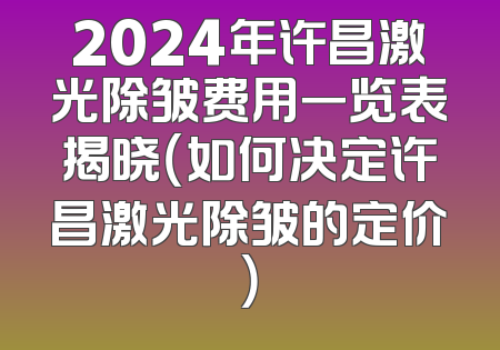 2024年许昌激光除皱费用一览表揭晓（如何决定许昌激光除皱的定价）