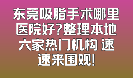 东莞吸脂手术哪里医院好？整理本地六家热门机构 速速来围观！