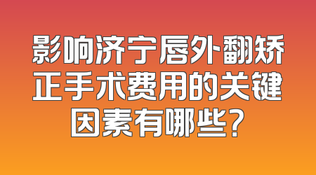 影响济宁唇外翻矫正手术费用的关键因素有哪些？