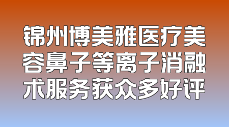 锦州博美雅医疗美容鼻子等离子消融术服务获众多好评