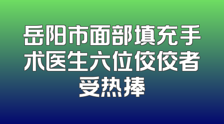 岳阳市面部填充手术医生六位佼佼者受热捧