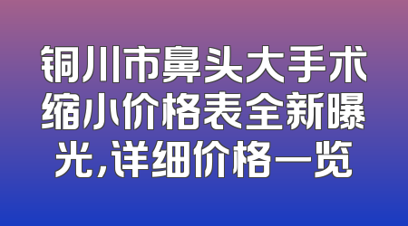 铜川市鼻头大手术缩小价格表全新曝光，详细价格一览