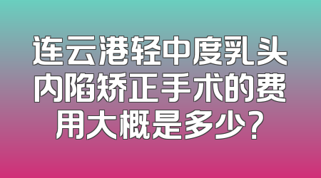 连云港轻中度乳头内陷矫正手术的费用大概是多少？
