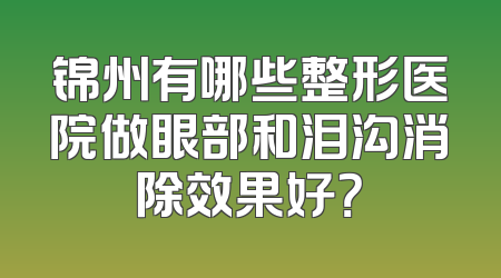 锦州有哪些整形医院做眼部和泪沟消除效果好？