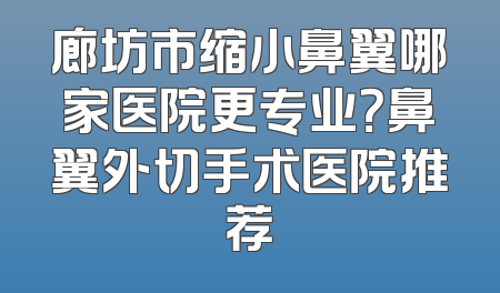 廊坊市缩小鼻翼哪家医院更专业？鼻翼外切手术医院推荐