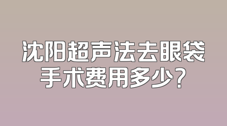 沈阳超声法去眼袋手术费用多少？