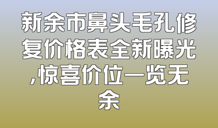 新余市鼻头毛孔修复价格表全新曝光，惊喜价位一览无余