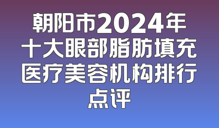 朝阳市2024年十大眼部脂肪填充医疗美容机构排行点评