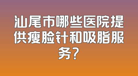汕尾市哪些医院提供瘦脸针和吸脂服务？