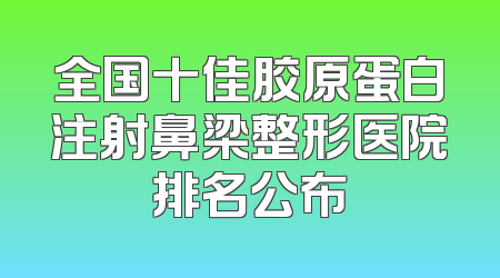 全国十佳胶原蛋白注射鼻梁整形医院排名公布