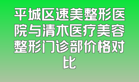 平城区速美整形医院与清木医疗美容整形门诊部价格对比
