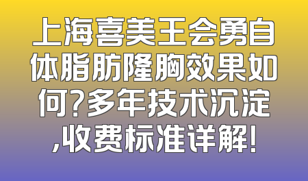上海喜美王会勇自体脂肪隆胸效果如何？多年技术沉淀，收费标准详解！