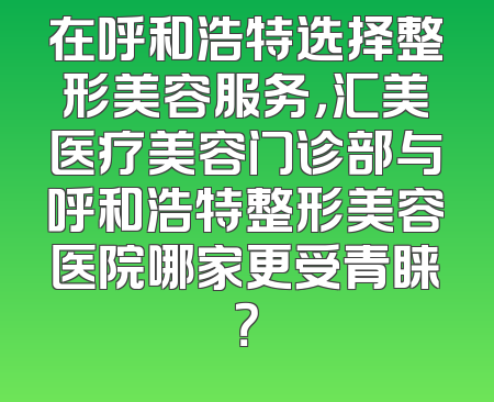 在呼和浩特选择整形美容服务，汇美医疗美容门诊部与呼和浩特整形美容医院哪家更受青睐？