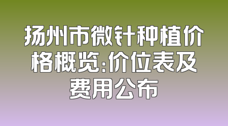 扬州市微针种植价格概览：价位表及费用公布