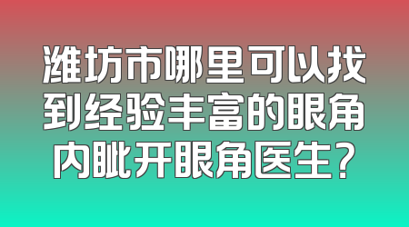 潍坊市哪里可以找到经验丰富的眼角内眦开眼角医生？