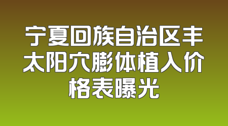宁夏回族自治区丰太阳穴膨体植入价格表曝光