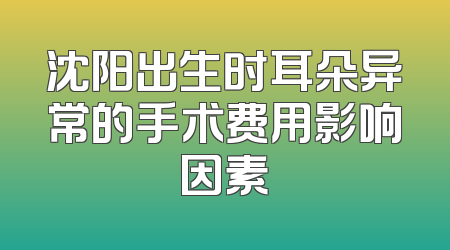 沈阳出生时耳朵异常的手术费用影响因素
