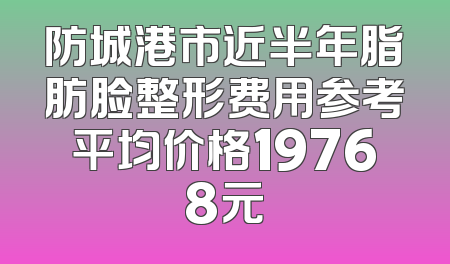 防城港市近半年脂肪脸整形费用参考平均价格19768元