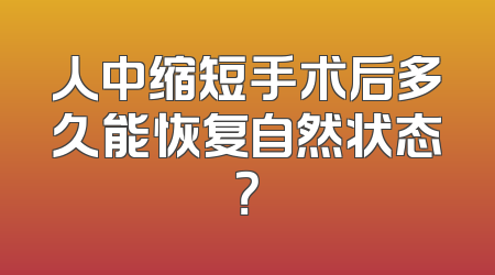人中缩短手术后多久能恢复自然状态？