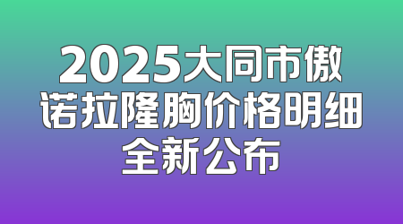 2025大同市傲诺拉隆胸价格明细全新公布