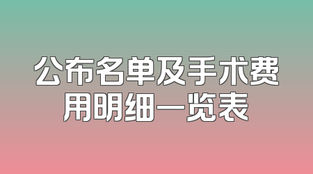 公布名单及手术费用明细一览表