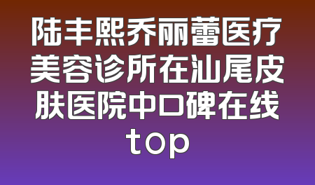 陆丰熙乔丽蕾医疗美容诊所在汕尾皮肤医院中口碑在线top