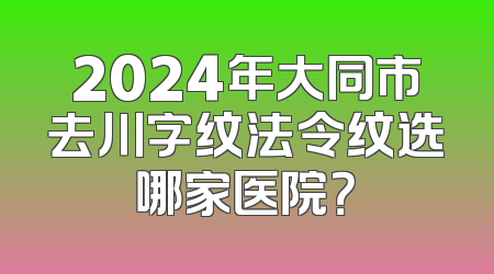 2024年大同市去川字纹法令纹选哪家医院？