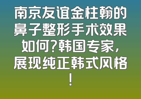 南京友谊金柱翰的鼻子整形手术效果如何？韩国专家，展现纯正韩式风格！