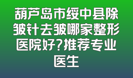 葫芦岛市绥中县除皱针去皱哪家整形医院好？推荐专业医生