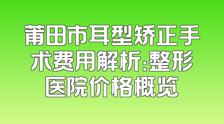 莆田市耳型矫正手术费用解析：整形医院价格概览