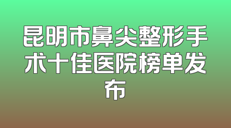 昆明市鼻尖整形手术十佳医院榜单发布