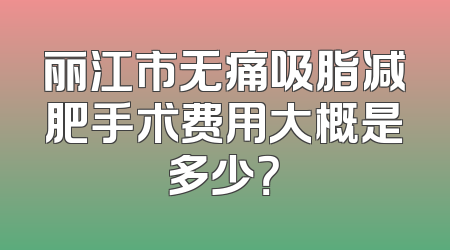 丽江市无痛吸脂减肥手术费用大概是多少？