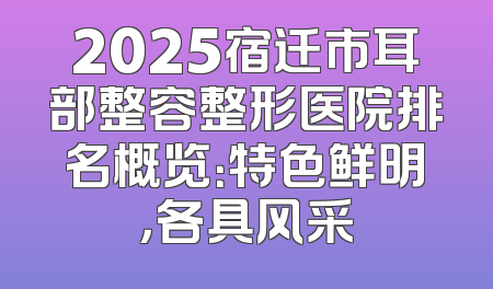 2025宿迁市耳部整容整形医院排名概览：特色鲜明，各具风采