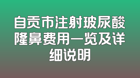 自贡市注射玻尿酸隆鼻费用一览及详细说明