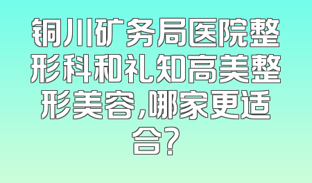 铜川矿务局医院整形科和礼知高美整形美容，哪家更适合？