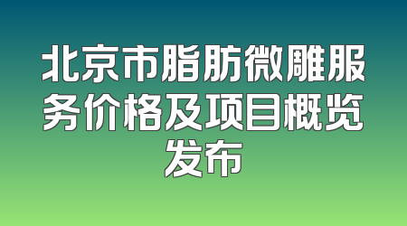 北京市脂肪微雕服务价格及项目概览发布
