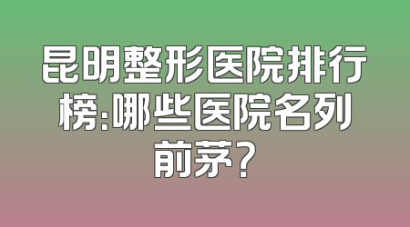 昆明整形医院排行榜：哪些医院名列前茅？
