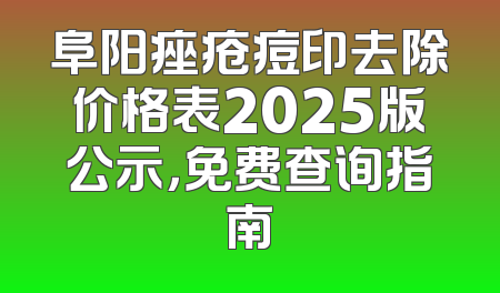 阜阳痤疮痘印去除价格表2025版公示，免费查询指南