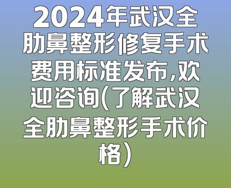 2024年武汉全肋鼻整形修复手术费用标准发布，欢迎咨询（了解武汉全肋鼻整形手术价格）