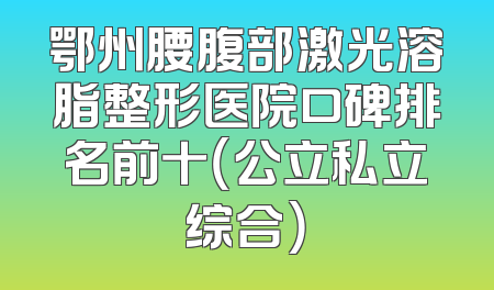 鄂州腰腹部激光溶脂整形医院口碑排名前十（公立私立综合）