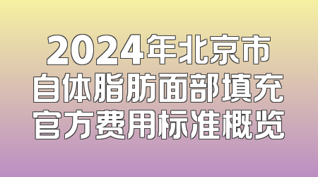 2024年北京市自体脂肪面部填充官方费用标准概览