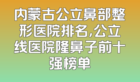 内蒙古公立鼻部整形医院排名，公立线医院隆鼻子前十强榜单