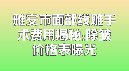 雅安市面部线雕手术费用揭秘：除皱价格表曝光