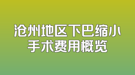 沧州地区下巴缩小手术费用概览