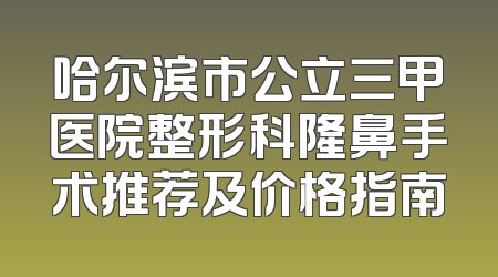 哈尔滨市公立三甲医院整形科隆鼻手术推荐及价格指南