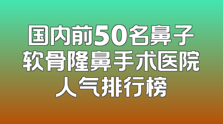 国内前50名鼻子软骨隆鼻手术医院人气排行榜