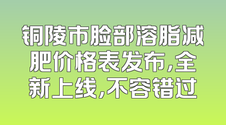 铜陵市脸部溶脂减肥价格表发布，全新上线，不容错过