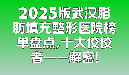 2025版武汉脂肪填充整形医院榜单盘点，十大佼佼者一一解密！
