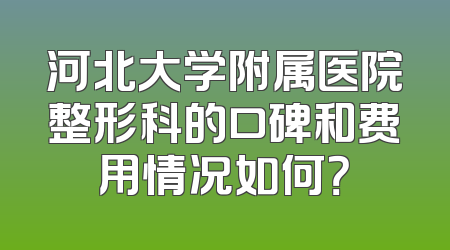 河北大学附属医院整形科的口碑和费用情况如何？