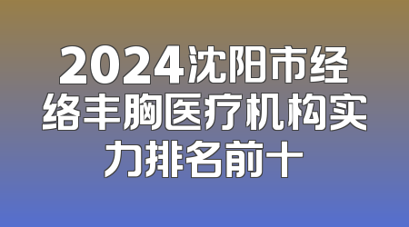 2024沈阳市经络丰胸医疗机构实力排名前十